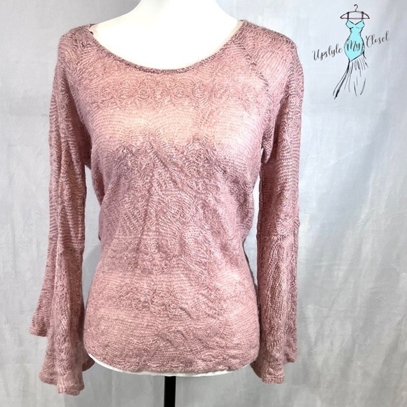 Jessica Simpson blush pink flare sleeve tie back sweater size large - Picture 1 of 6